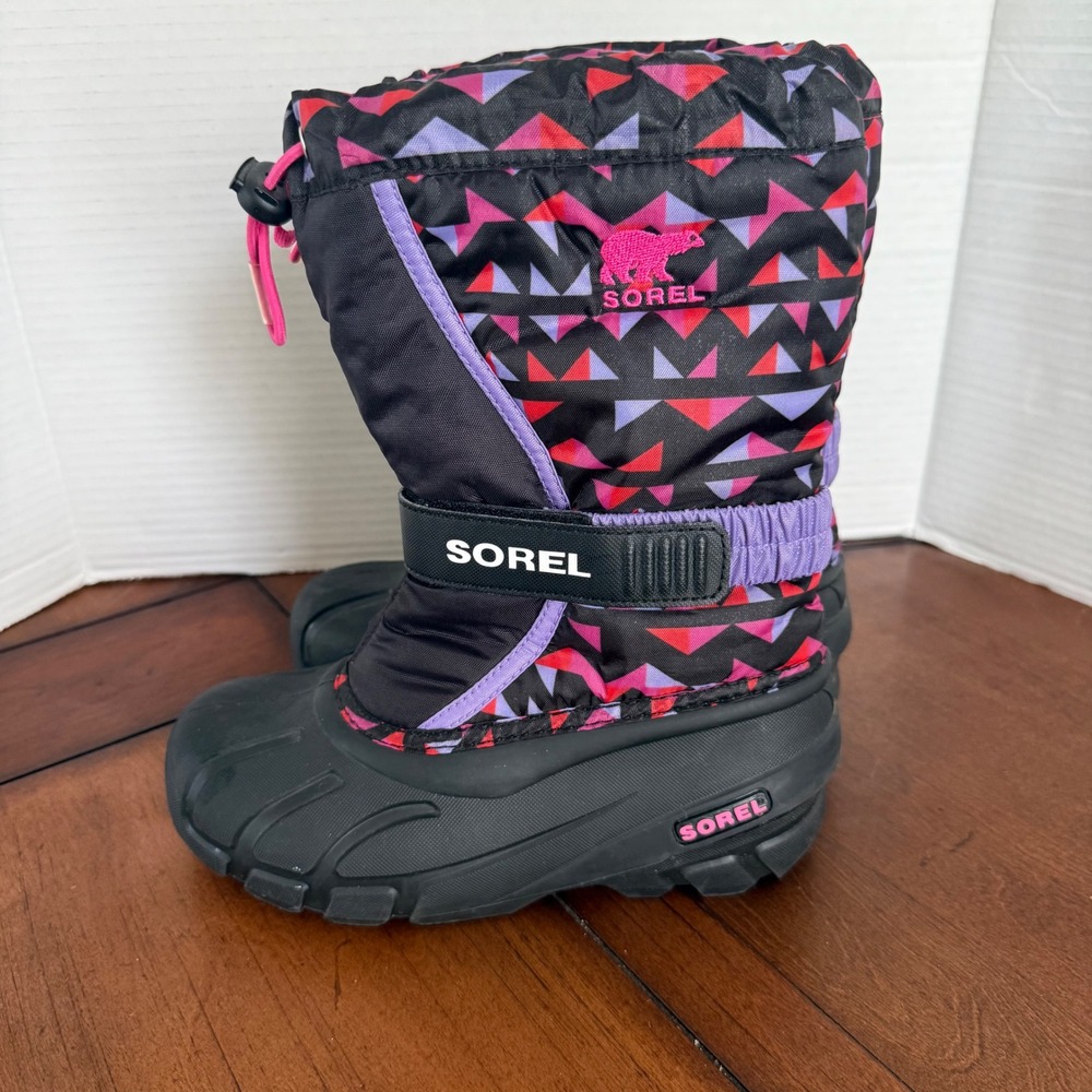 Sorel Pink Purple Geometric Flurry Pattern Winter Snow Boots Girls Size‎ 2